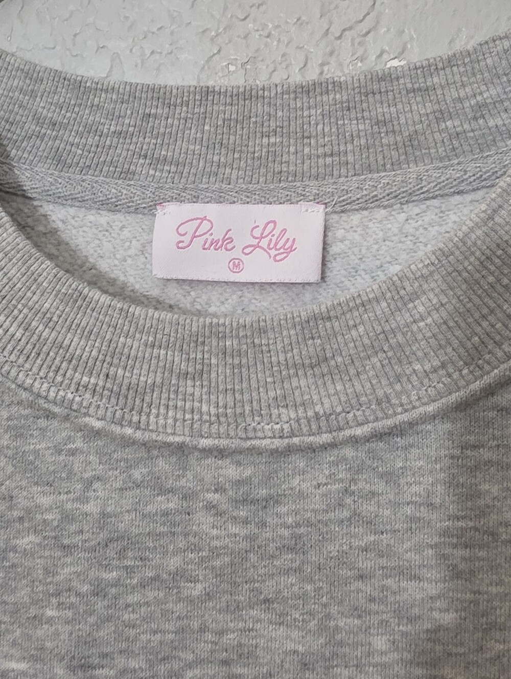 Pink Lily Light Gray "Football" Pullover, Womens Medium, Oversized - Picture 3 of 6